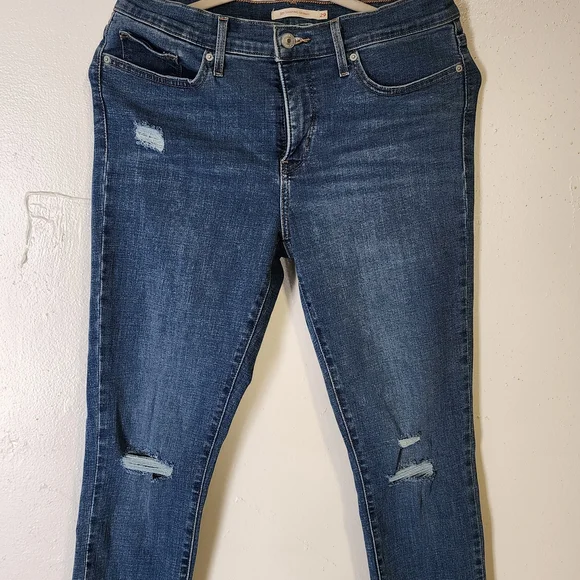 Levis 311 Shapping Dark Blue Women's Distressed Skinny Jeans - Picture 1 of 2